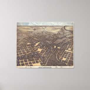 Vintage bildhafte Karte von San Antonio TX (1873) Leinwanddruck