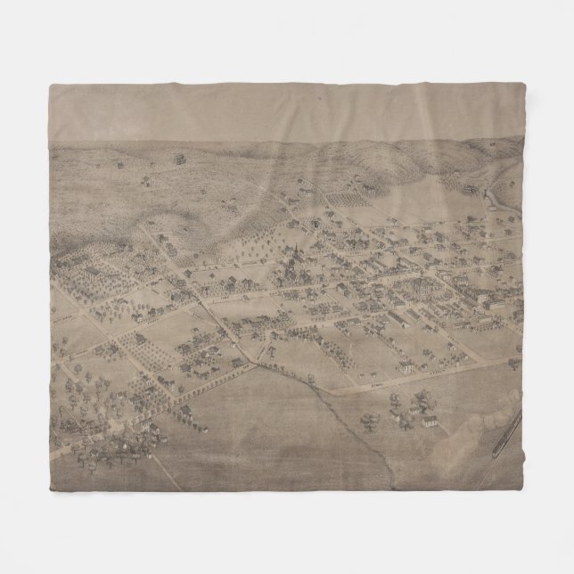 Vintage bildhafte Karte von San Marcos Texas Fleecedecke (Vorderseite (Horizontal))