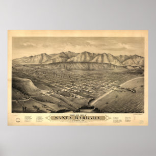Vintage bildhafte Karte von Santa Barbara CA Poster
