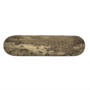 Vintage bildhafte Karte von Seattle (1878) Skateboard