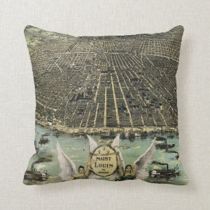 Vintage bildhafte Karte von St. Louis (1896) Kissen