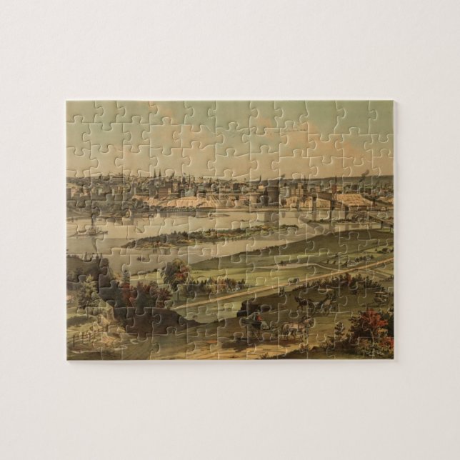 Vintage bildhafte Karte von St Paul Minnesota Puzzle (Horizontal)