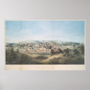 Vintage bildhafte Karte von Staunton VA (1857) Poster