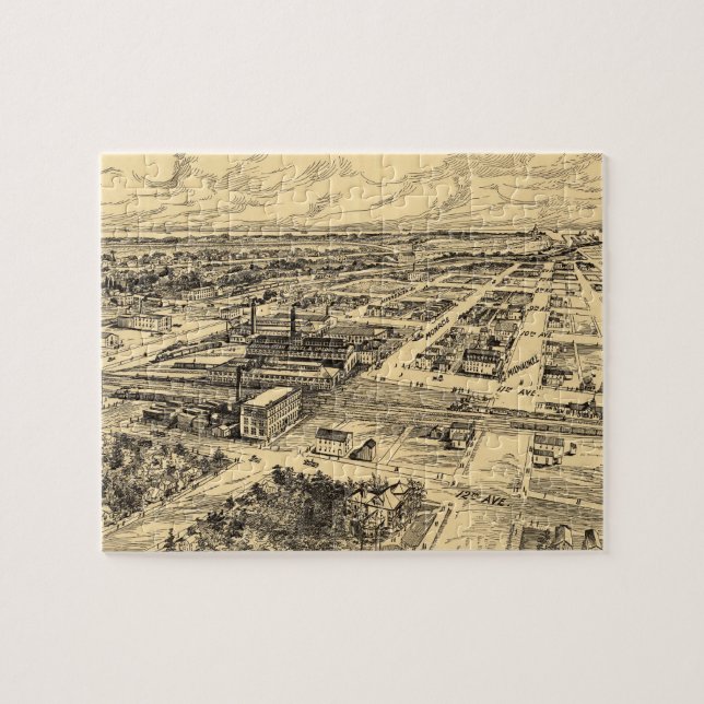 Vintage bildhafte Karte von SüdMilwaukee (1906) Puzzle (Horizontal)