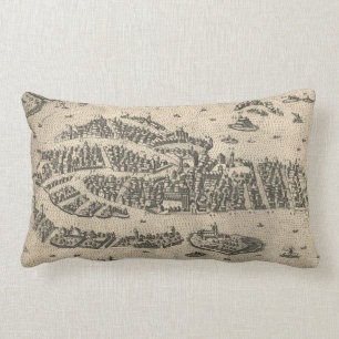 Vintage bildhafte Karte von Venedig Italien (1573) Lendenkissen
