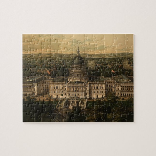 Vintage bildhafte Karte von Washington DC (1857) Puzzle (Horizontal)
