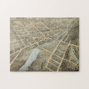 Vintage bildhafte Karte von Waukesha Wisconsin Puzzle