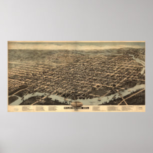 Vintage bildhafte Karte von Wilmington De (1874) Poster