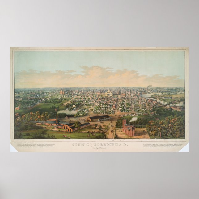 Vintage Bildkarte von Columbus OH (1867) Poster (Vorne)