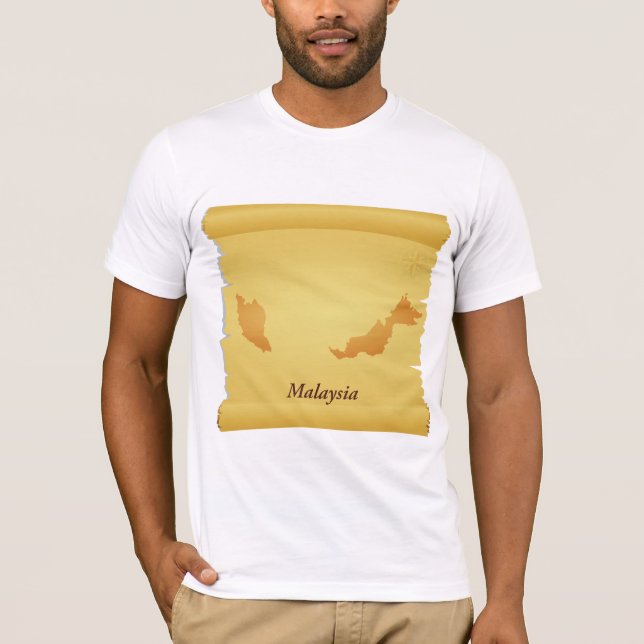 Vintage Bildrolle Malaysia Map T-Shirt (Vorderseite)