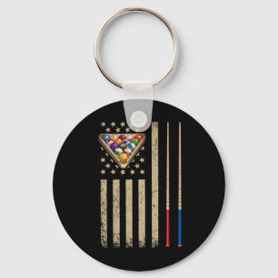 Vintage Billard Amerikanische Flagge Pool Spieler  Schlüsselanhänger