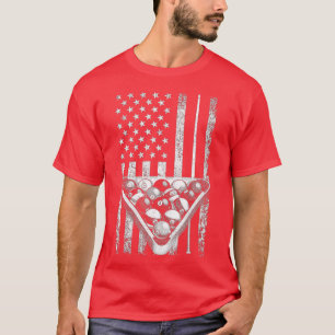Vintage Billard Amerikanische Flagge Pool Spieler T-Shirt