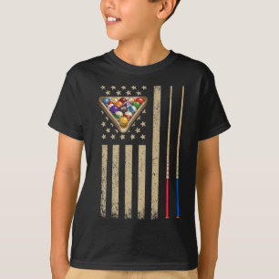 Vintage Billard Amerikanische Flagge Poolspieler T-Shirt
