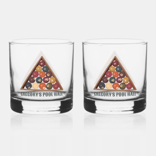 Vintage Billard-Balls - Geeigneter Billardtisch Whiskyglas (Vorderseite)