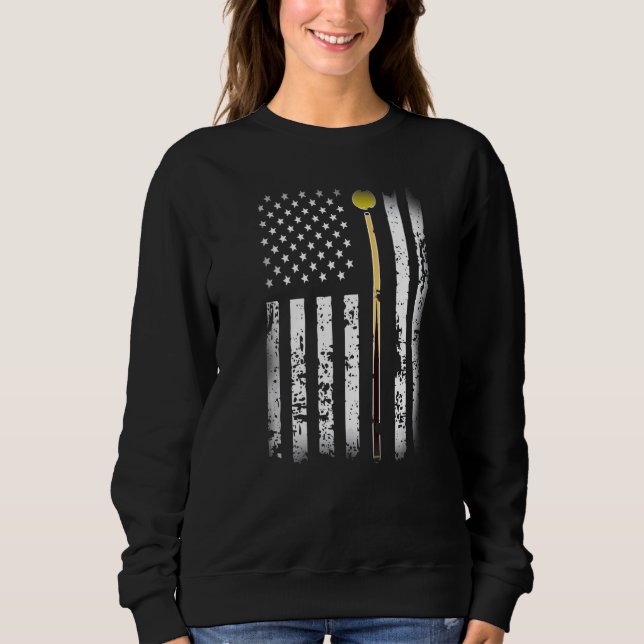 Vintage Billiards Pool Player Table  American Flag Sweatshirt (Vorderseite)