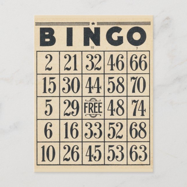 Vintage Bingo Game Card Postkarte (Vorderseite)
