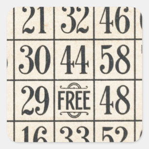 Vintage-Bingo-Karte Quadratischer Aufkleber