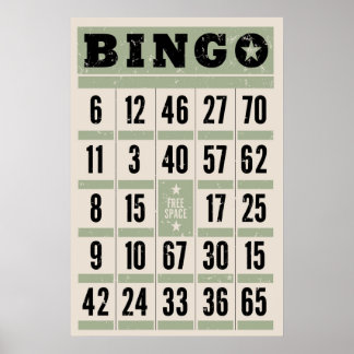 Vintage-Bingo-Karte – Retro-Spielzimmer-Wandkunst- Poster