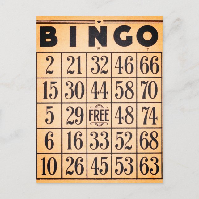 Vintage Bingo-Spielkarte Postkarte (Vorderseite)