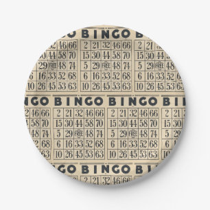 Vintage-Bingo-Spielkarten-Papierplatten Pappteller