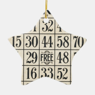 Vintage Bingokarte Keramikornament