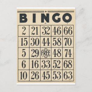 Vintage Bingokarte Postkarte