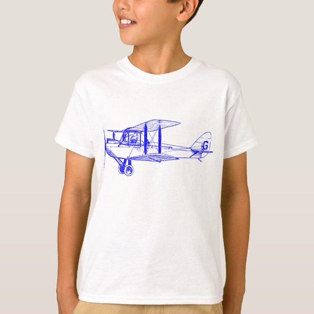 Vintage Biplane - blau T-Shirt (Vorderseite)