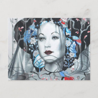 Vintage Birch Tree Pfaue Postkarte