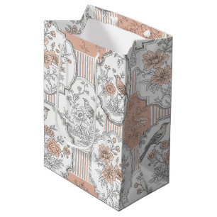 Vintage Bird Blossom Toile Streifen (3) Mittlere Geschenktüte