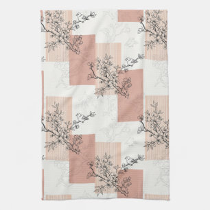 Vintage Bird Blossom Toile Streifen (6) Geschirrtuch