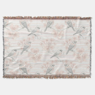 Vintage Bird Blossom Toile Streifen (7) Decke