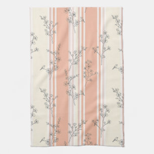 Vintage Bird Blossom Toile Streifen (9) Geschirrtuch