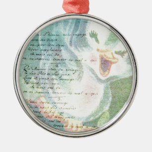 Vintage Bird Digital Art Collage Ornament Aus Metall