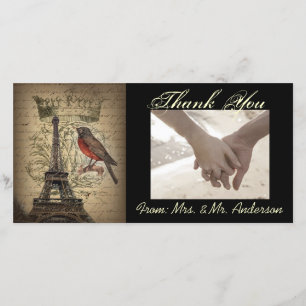 Vintage Bird Paris Eiffelturm Hochzeit Dankeskarte