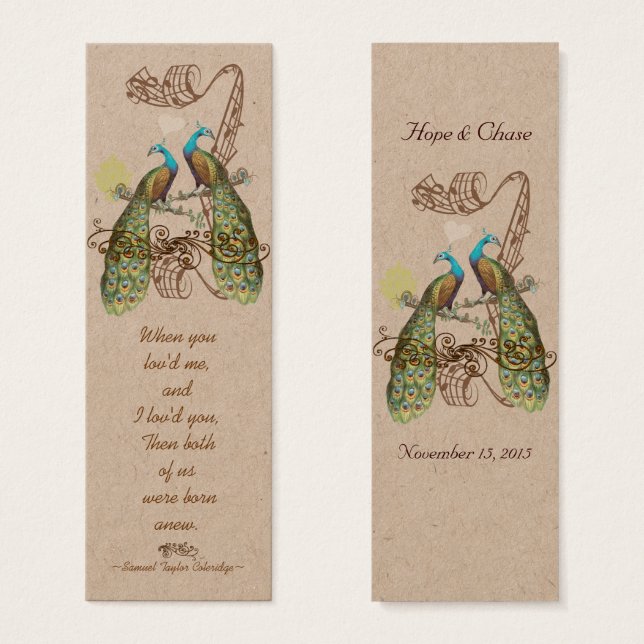 Vintage Bird Peacock Wedding Tags (Vorne & Hinten)