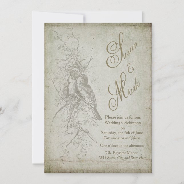 VINTAGE BIRD WEDD INVITATION COLLECTION EINLADUNG (Vorderseite)