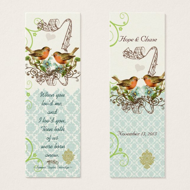 Vintage Bird-Wedding-Tags (Vorne & Hinten)
