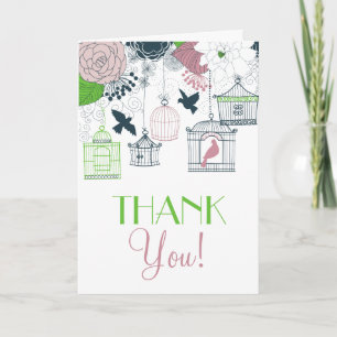 Vintage Birdcages Frühlingsflora Dankeschön Karte