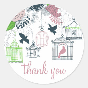 Vintage Birdcages Frühlingsflorale Vielen Dank Sti Runder Aufkleber