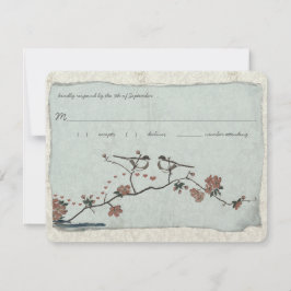 Vintage Birds Damask Hochzeit UAWG RSVP Karte
