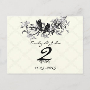 Vintage Birds Hochzeit Tischnummer Karten