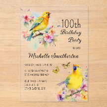 Vintage Birds Kanarische Blume 100. Geburtstag