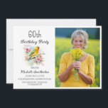 Vintage Birds Kanarische Blume 60. Geburtstag Foto Einladung<br><div class="desc">Hübsche Vintage 60. Geburtstagsparty Foto Einladung mit gelben Kanaren singen in den Ästen eines Baumes blühend mit Frühlingsblumen. Kontaktieren Sie mich,  um Hilfe bei Ihren Anpassungen zu erhalten oder um zusätzliche Matching oder Koordination von Zazzle Produkten für Ihre Feier zu beantragen.</div>