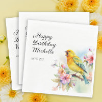 Vintage Birds Kanarische Blume glücklich Geburtsta