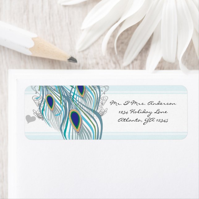 Vintage Birds Musical Peacock Feather Address (Insitu)