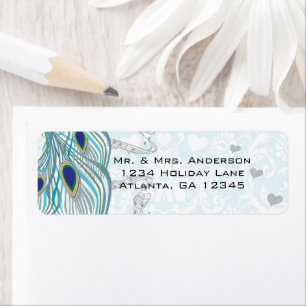 Vintage Birds Musical Peacock Feather Address