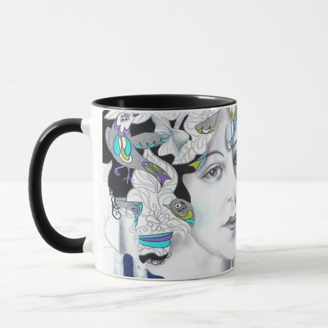 Vintage Birds- und Birkenbäume Tasse (Links)