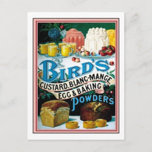Vintage Birds Vanillecreme, Blanc-Mange Ei & Backp Postkarte