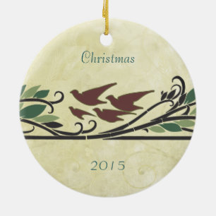 Vintage Birds Weihnachtsbäume Foto Ornament