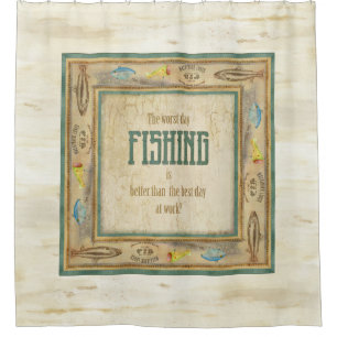Vintage Birken-Holz-Cabin See-Dekor-Fisch-Köder Duschvorhang